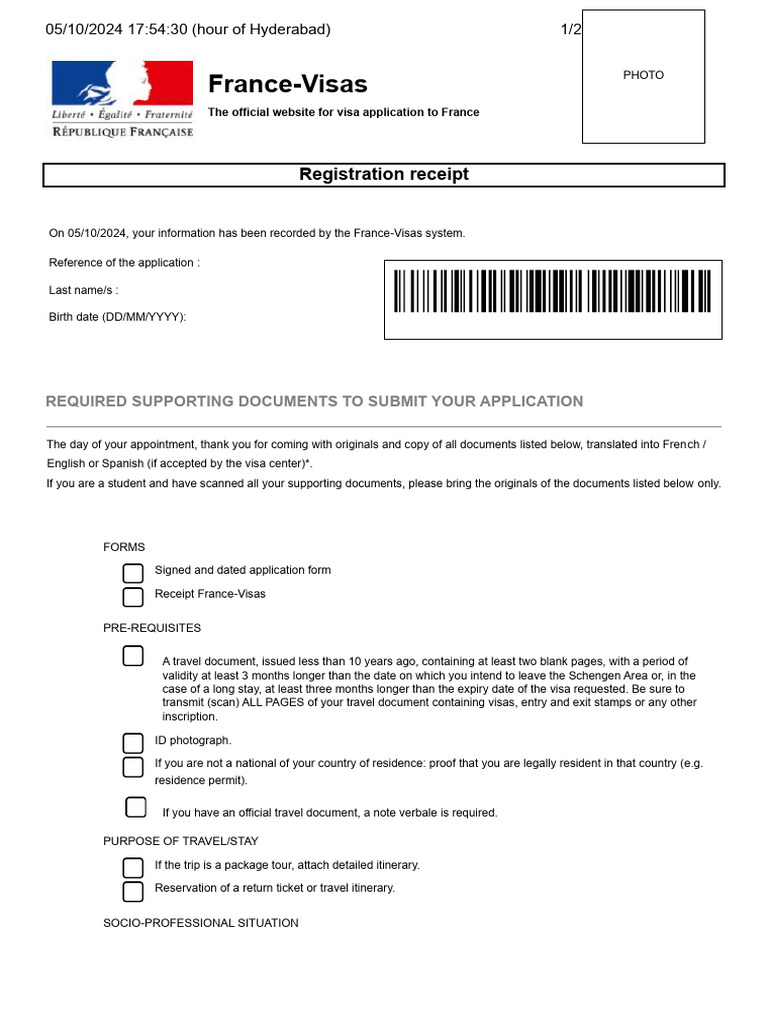 France Tourist Visa Document Checklist | PDF | Travel Visa | Fee