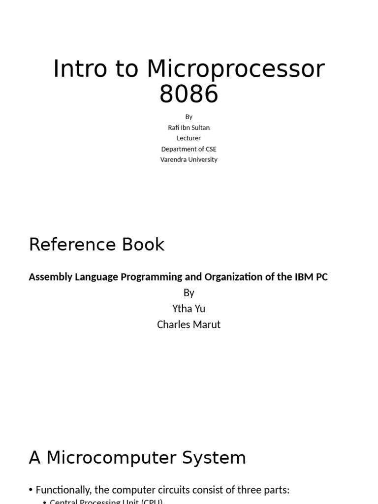Introduction to 8086 Microprocessor Basics | PDF | Bios | Operating System
