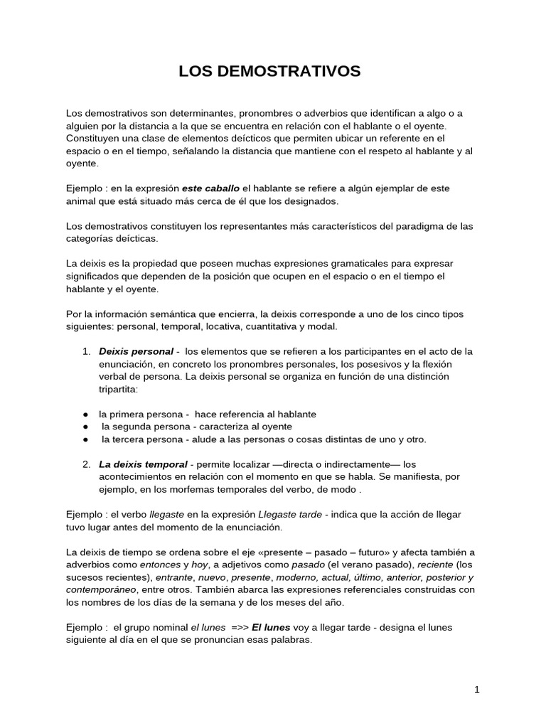 Uso y tipos de demostrativos | PDF | Verbo | Semántica