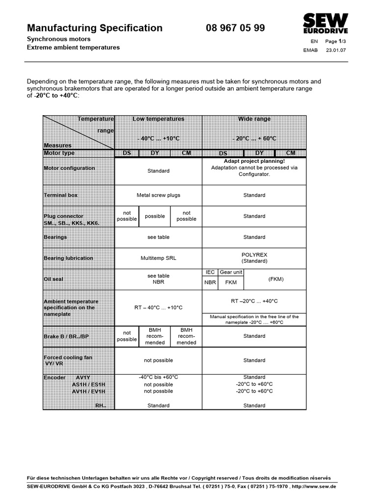 Synchronous Motors Temperature Guidelines | PDF | Manufactured Goods ...