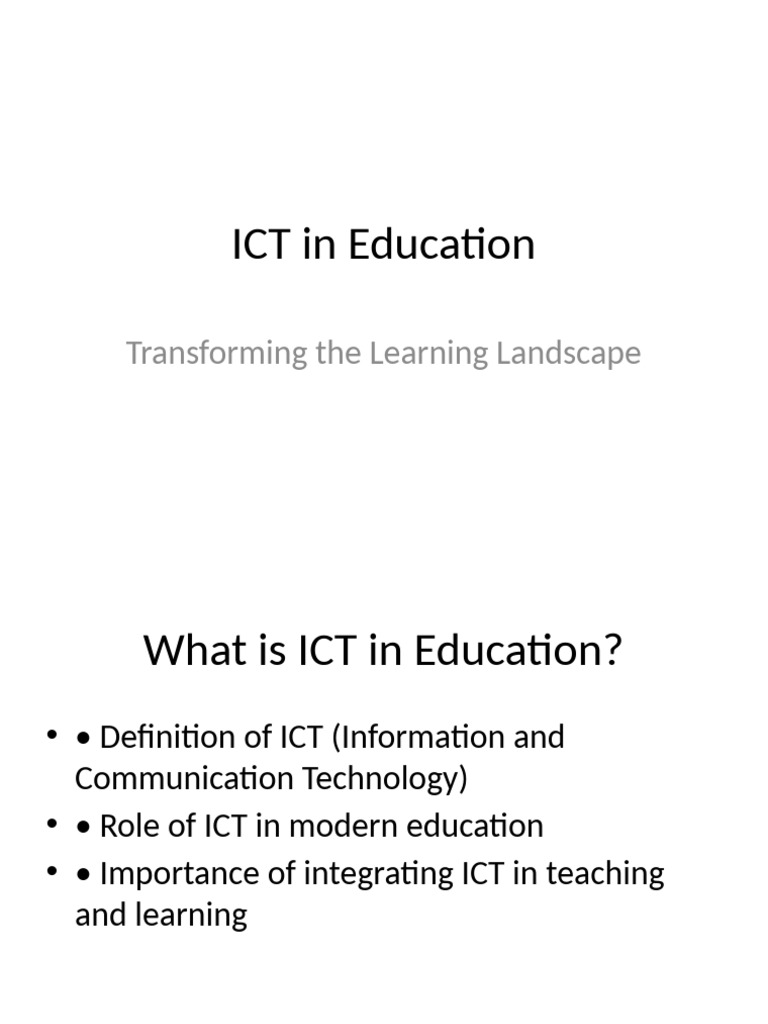 Role of ICT in Modern Education | PDF