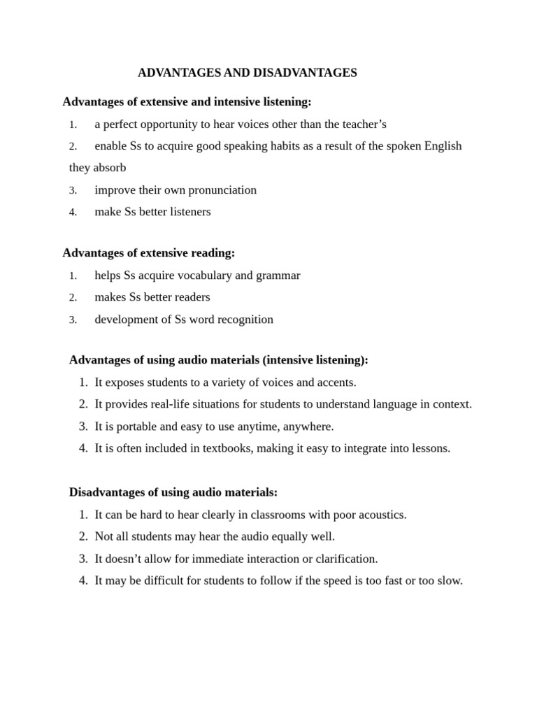 Advantages and Disadvantages New PDF Language Acquisition Learning