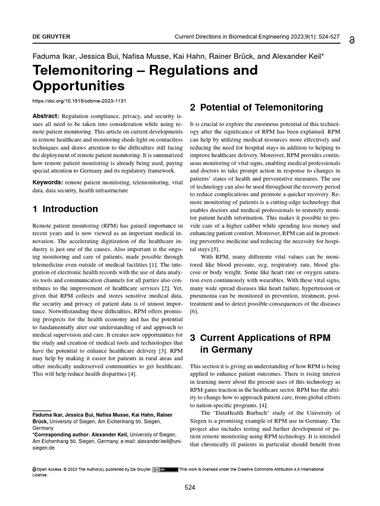 Telemonitoring: Regulations & Opportunities | PDF | Electronic Health ...