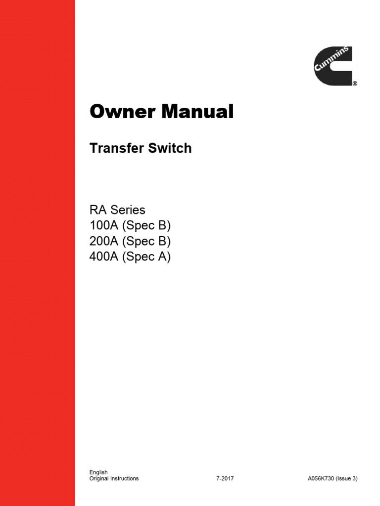 RA212S3 Transfer Switch Manual | PDF | Switch | Alternating Current