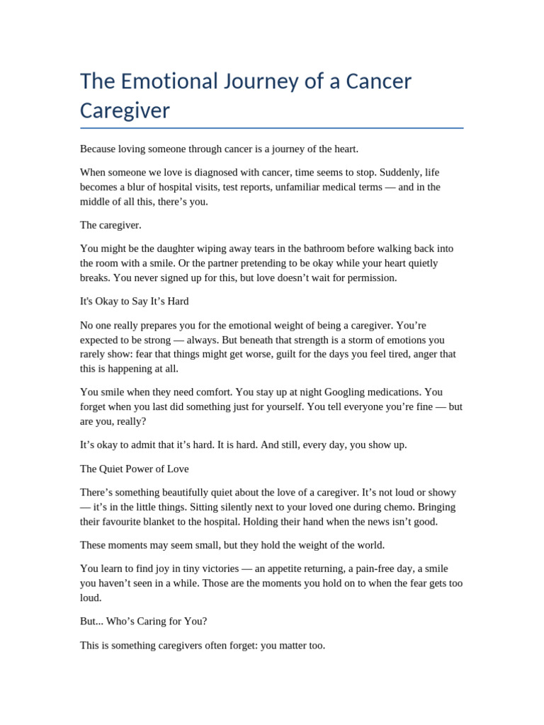 The Caregiver's Emotional Journey | PDF | Caregiver