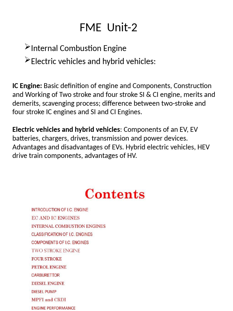 IC Engines vs Electric Vehicles Overview | PDF | Internal Combustion ...