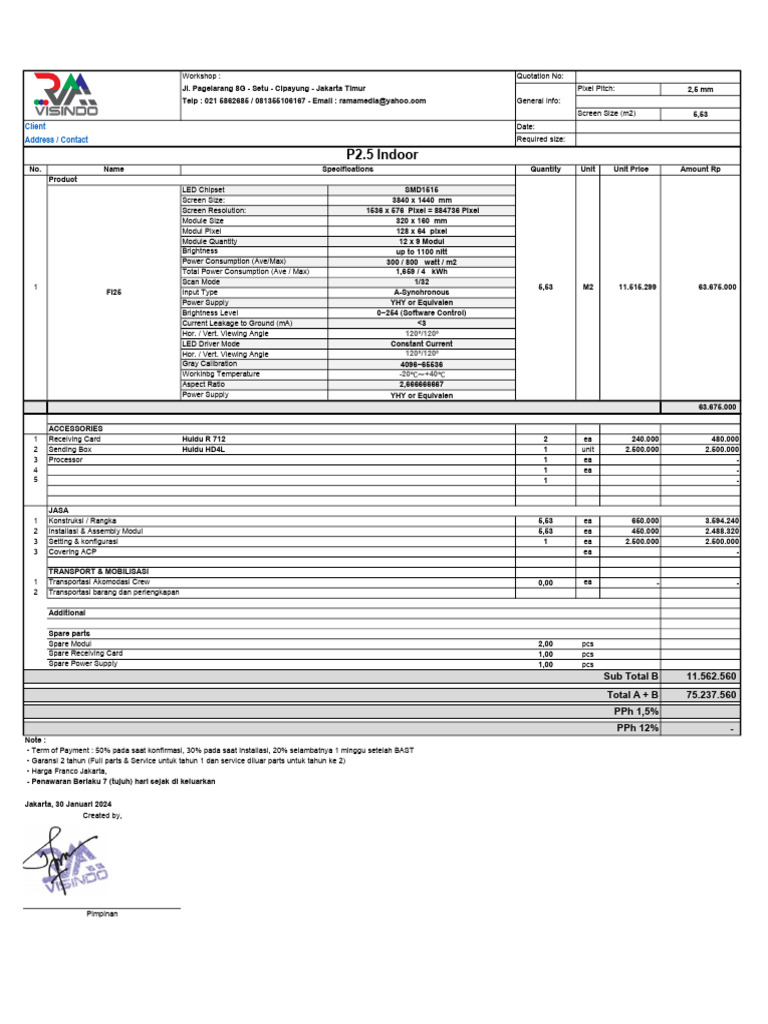 LED Display Quotation Details | PDF | Display Technology | Computer ...