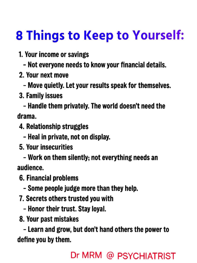 8 Things To Keep in Yourself | PDF