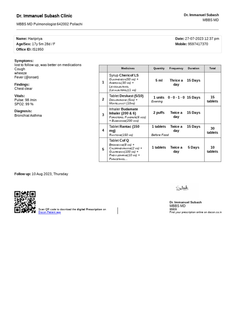 Prescription 1750335405490 | PDF | Clinical Medicine | Medicine