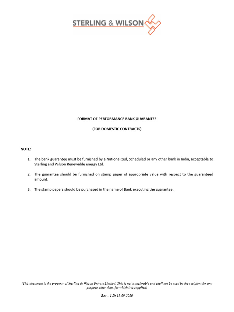 Indian Bank Performance Guarantee Format | PDF | Guarantee | Assignment ...