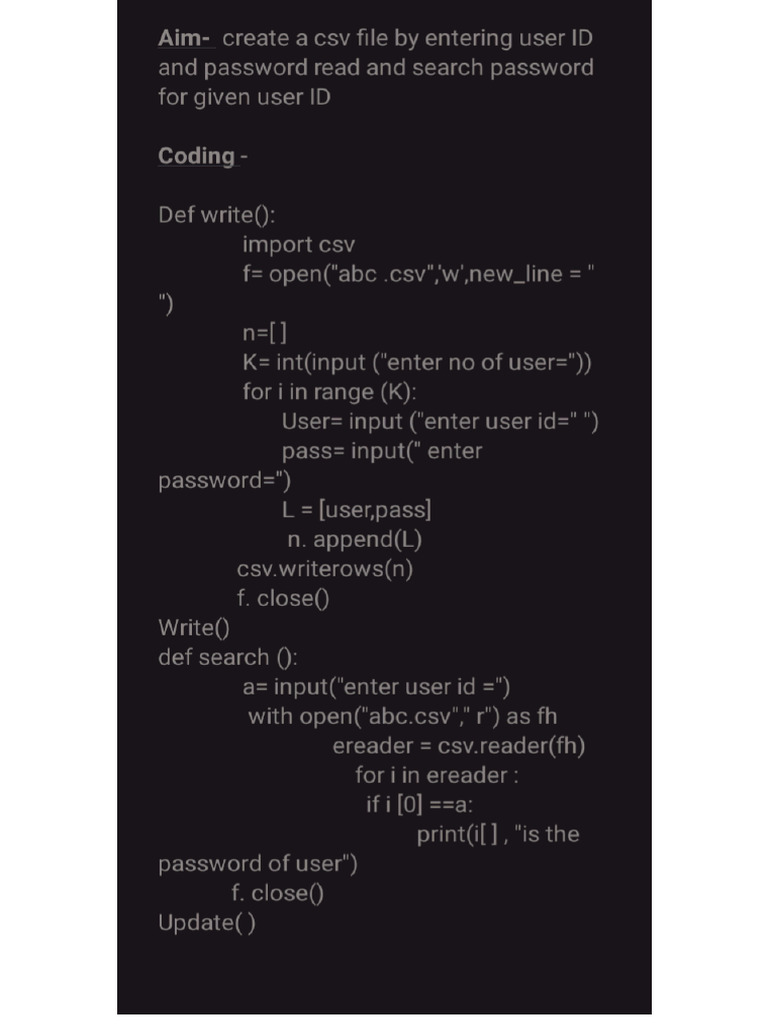 Practical No 6 CSV File | PDF