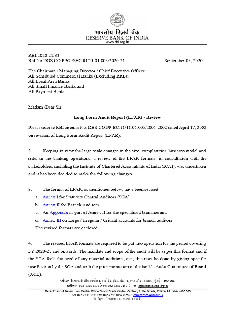 Revised Long Form Audit Report LFAR 2020 | PDF | Going Concern | Audit