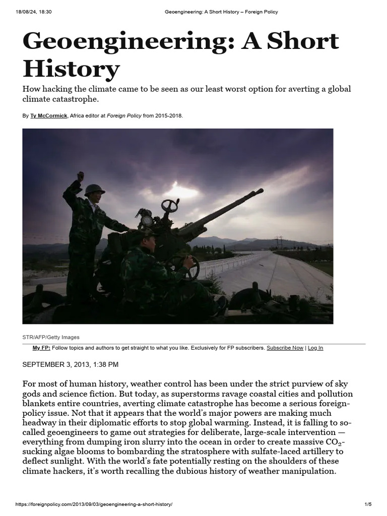 Geoengineering - A Short History - Foreign Policy | PDF | Climate ...
