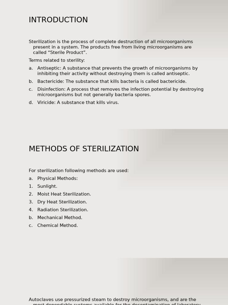 Sterilization Methods and Techniques Explained | PDF | Sterilization ...