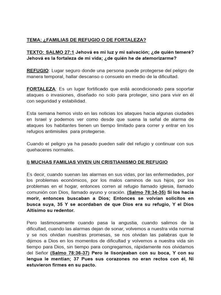 Fortalezas y Refugios en la Fe Familiar | PDF | Dios