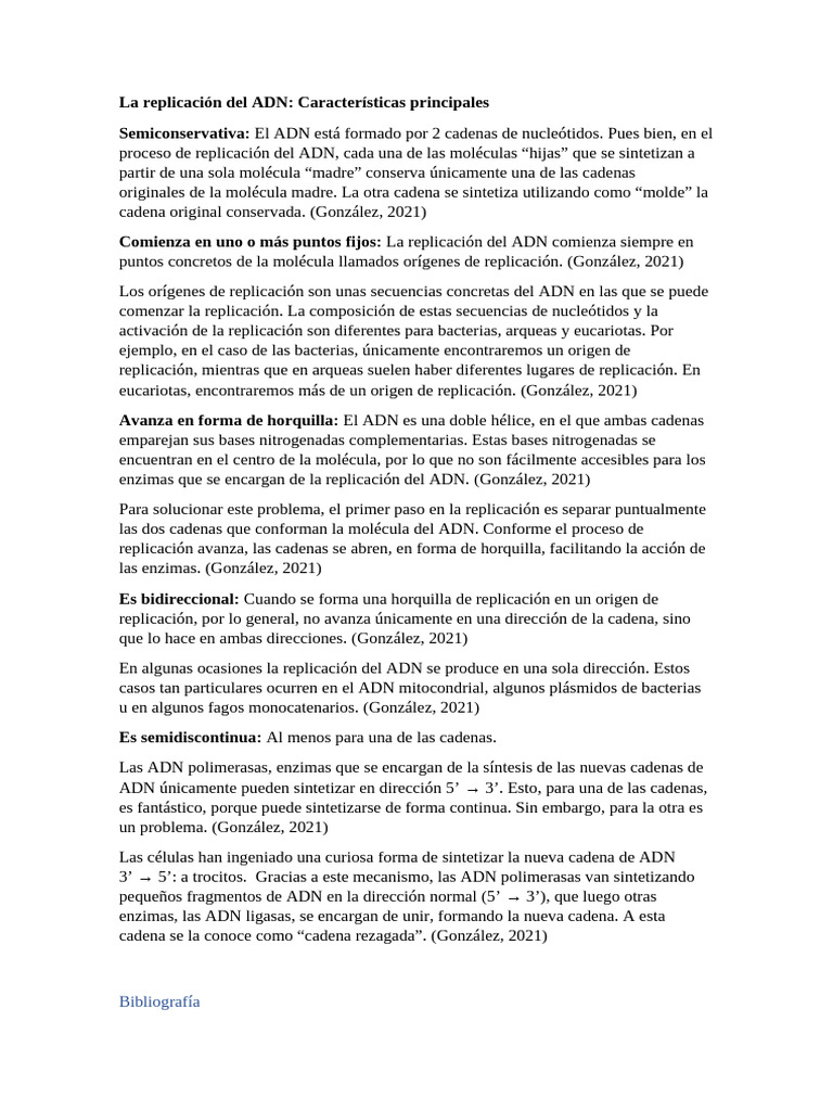 Características de la replicación del ADN | PDF | Replicación De Adn | Adn