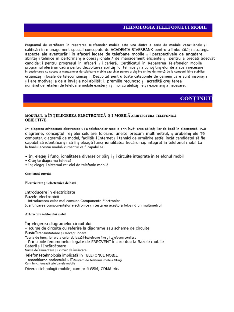 Curriculum Pentru Telefonul Mobil | PDF
