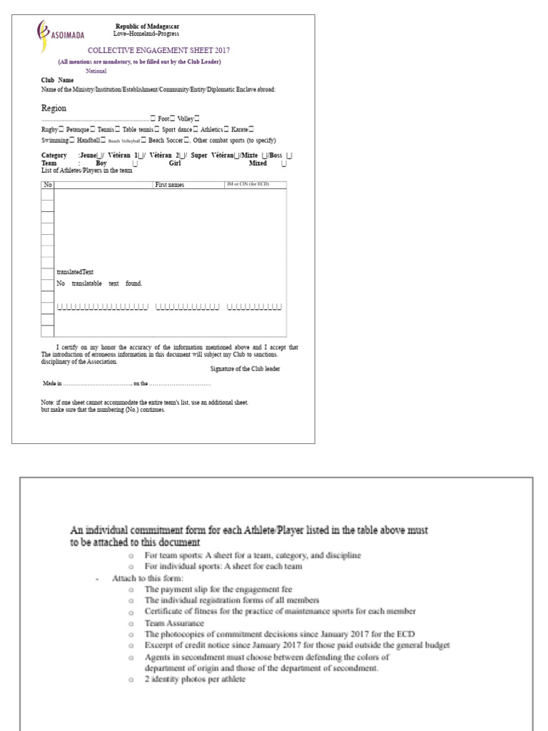 Collective Engagement Form | PDF | Sports