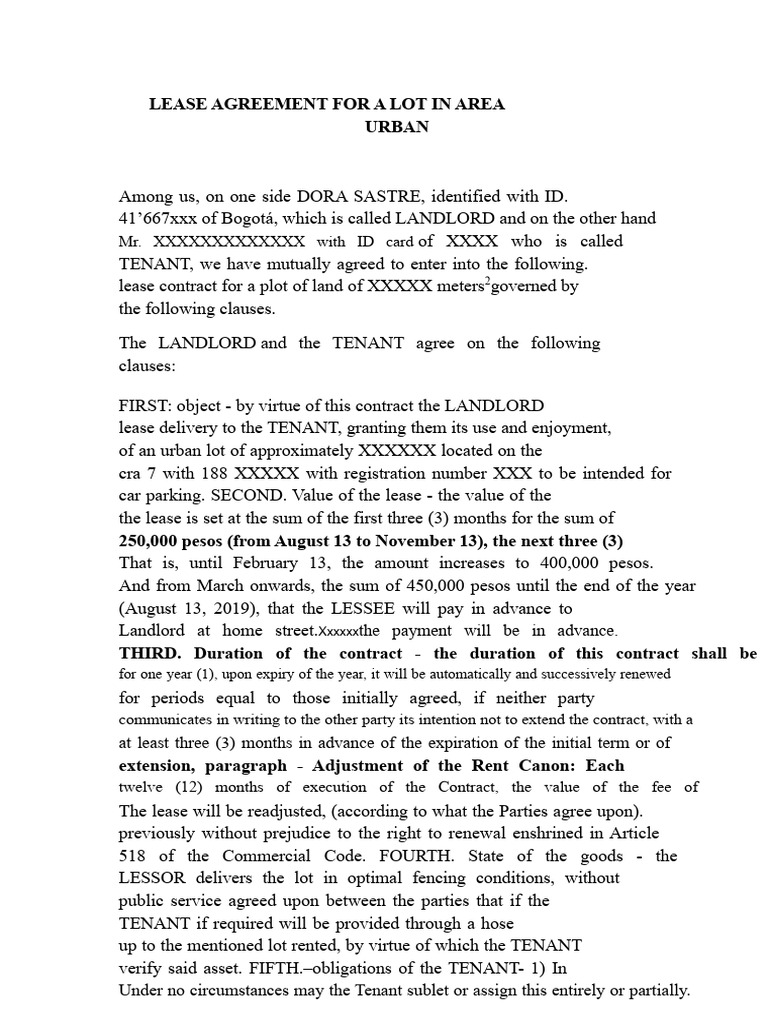 Urban Lot Lease Agreement Template | PDF | Lease | Leasehold Estate