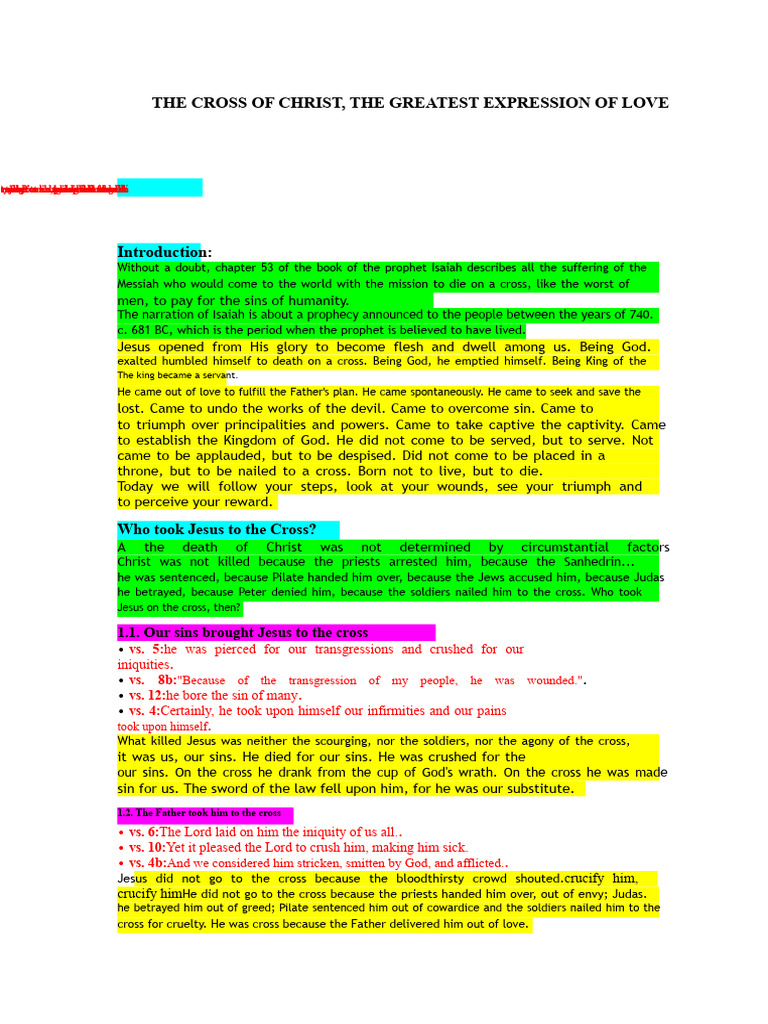 The Cross of Christ: Love and Sacrifice | PDF | Jesus | Religious ...