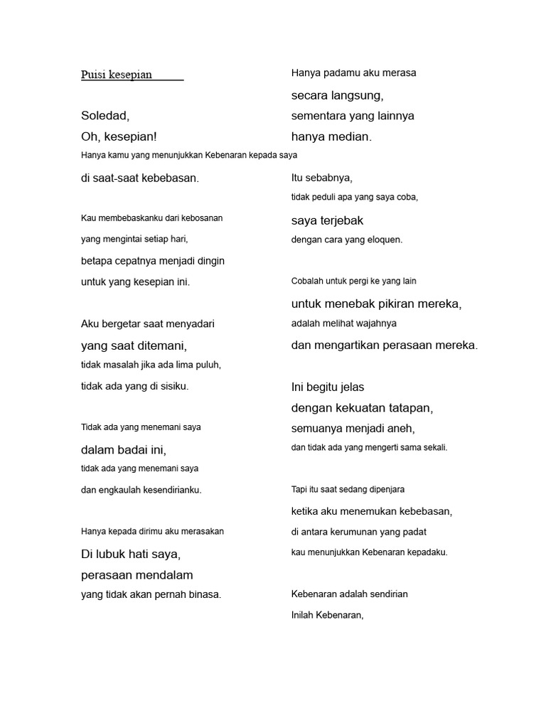 Puisi Kesepian dan Kebenaran | PDF