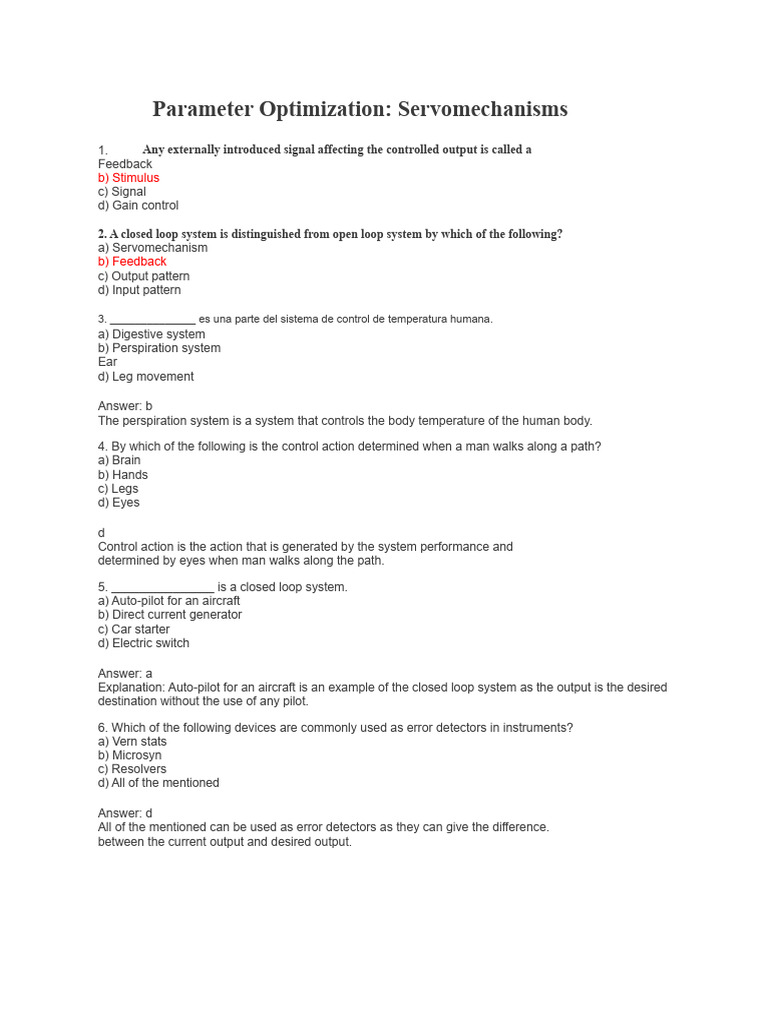 MCQ On Optimal Control | PDF | Optimal Control | Stability Theory