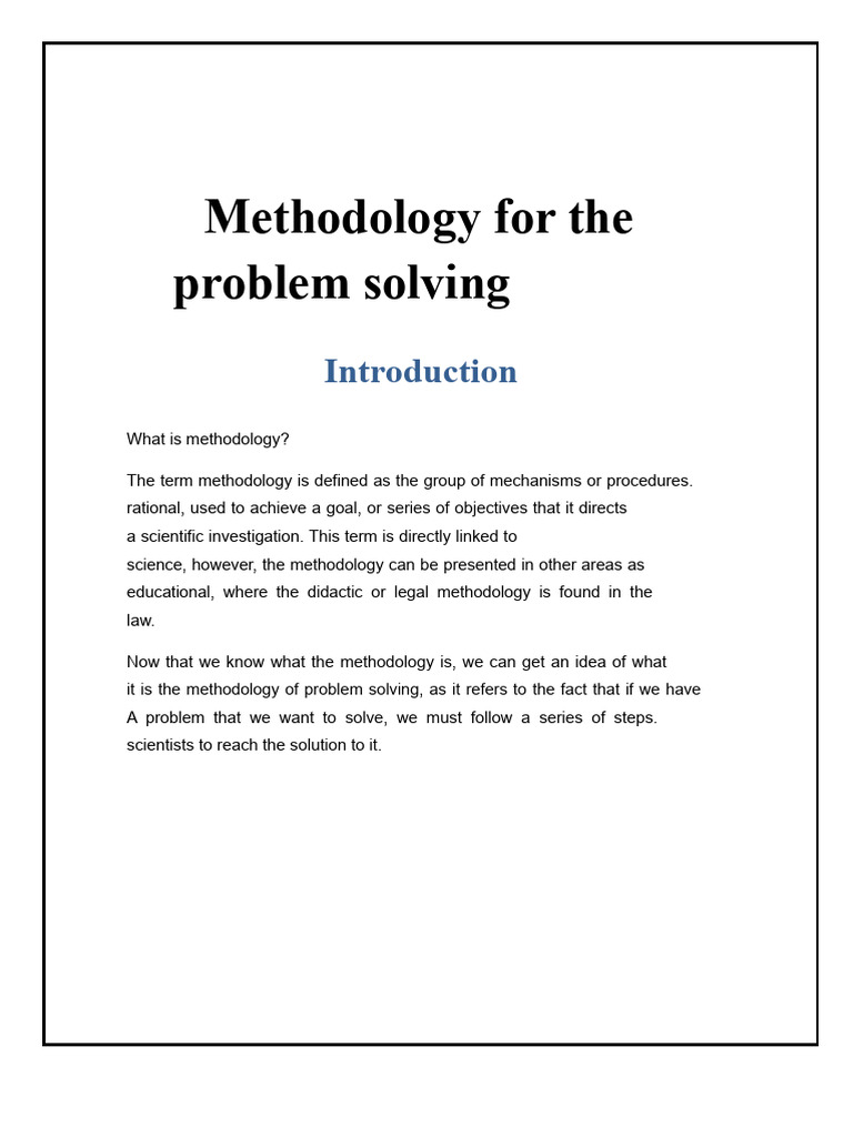 Methodology for Problem Solving | PDF | Methodology | Mathematical ...