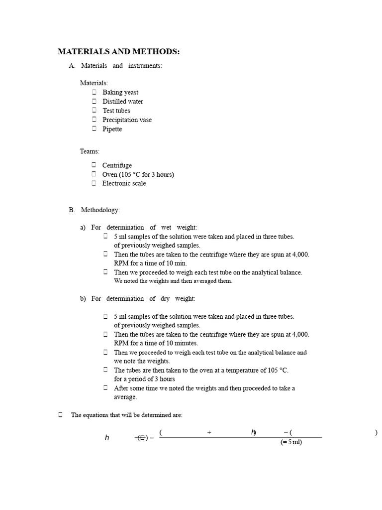 Dry Weight, Wet Weight (Determination of Biomass) | PDF | Weight