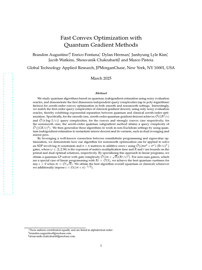 Quantum Gradient Methods for Optimization | PDF | Mathematical ...
