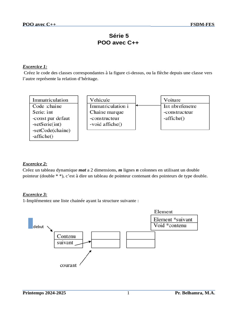 Exercices de POO en C++ pour étudiants | PDF | C ++ | Ingénierie ...