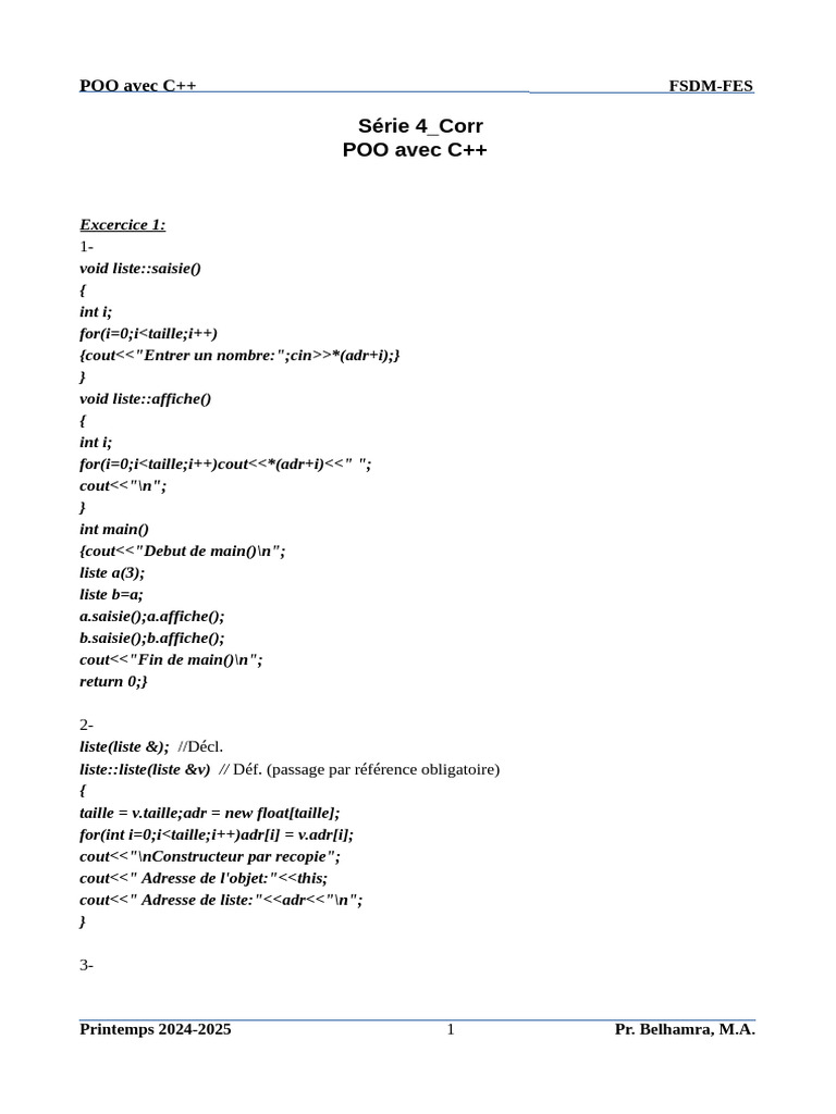 POO en C++ : Exercices et Solutions | PDF | C ++ | Informatique