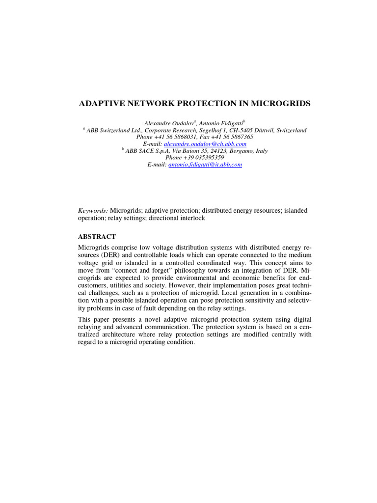Adaptive Protection for Microgrids | PDF | Distributed Generation ...