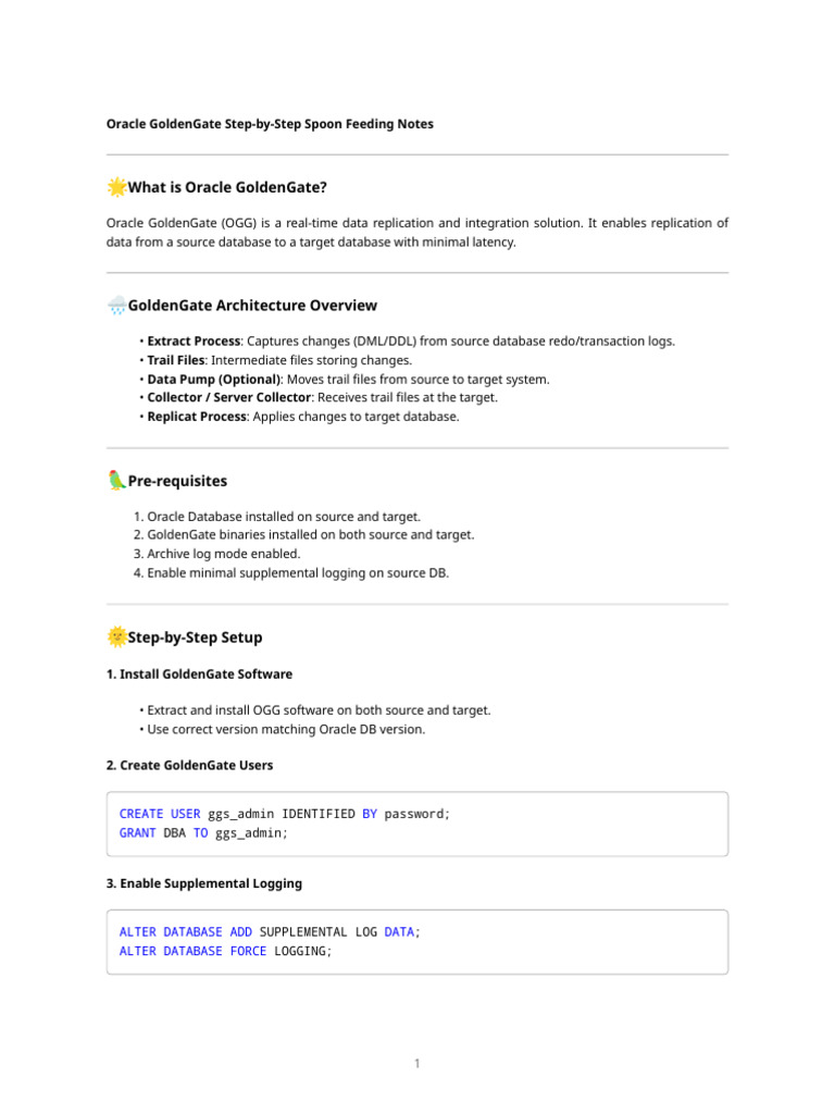Oracle GoldenGate Setup Guide | PDF | Replication (Computing) | Databases