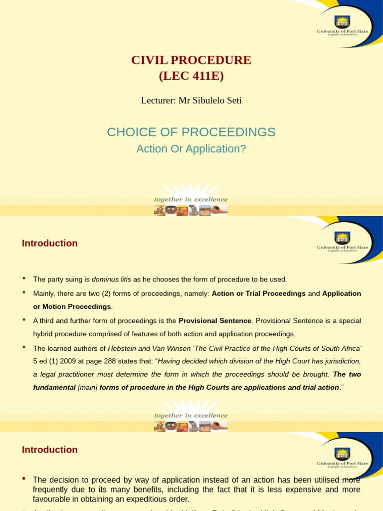 Action vs. Application Proceedings Explained | PDF | Trials | Pleading
