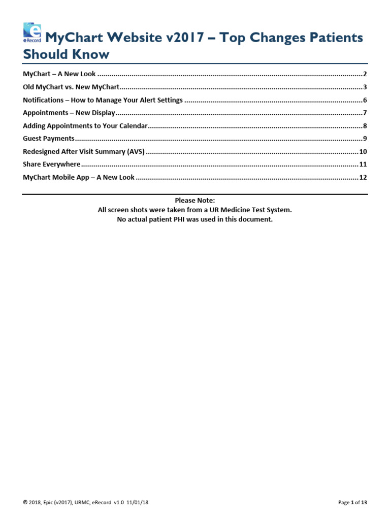Httpsmychart Urmc.rochester Edumycharten USdocsMyChart Nov11