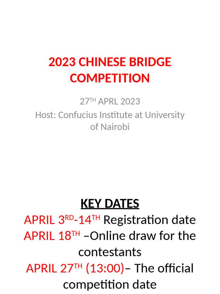 2023 Chinese Bridge Competition Details | PDF