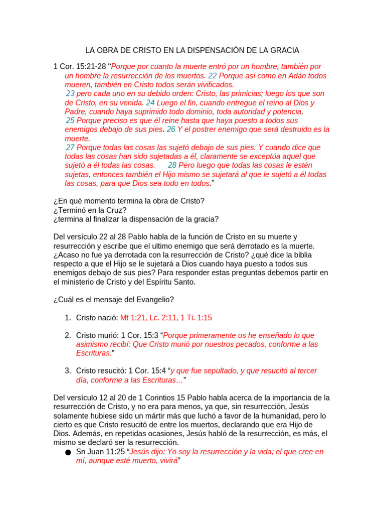 La Obra de Cristo en la Gracia | PDF | Cristo (título) | Jesús