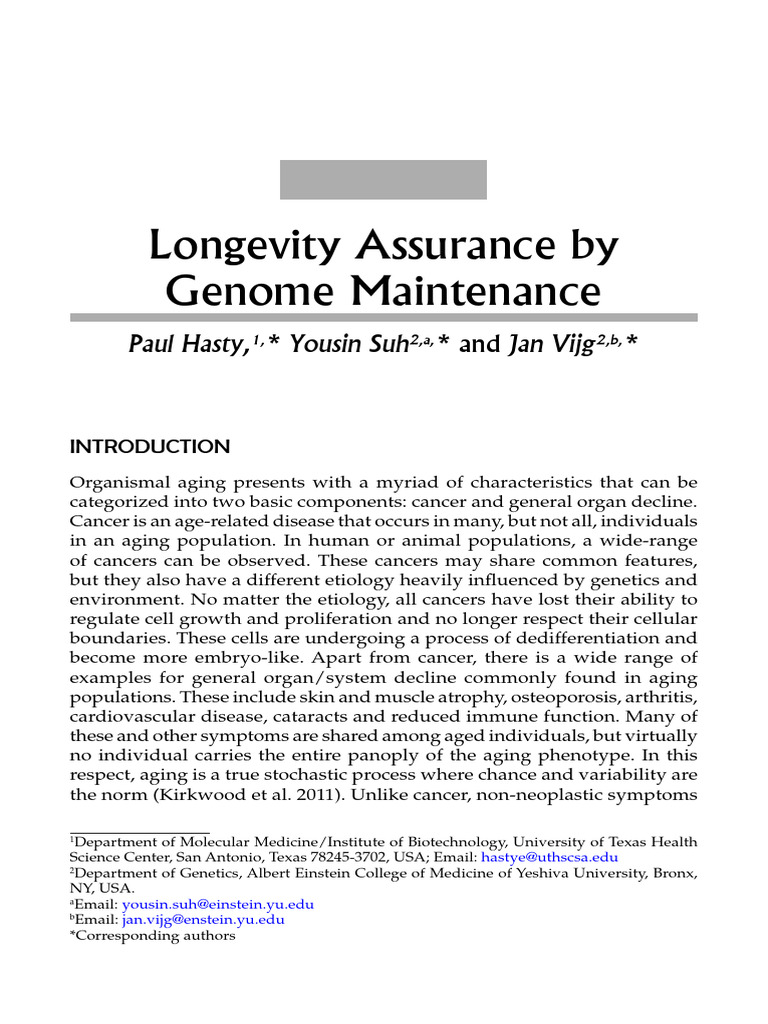 Genome Maintenance and Aging Insights | PDF | Dna Repair ...