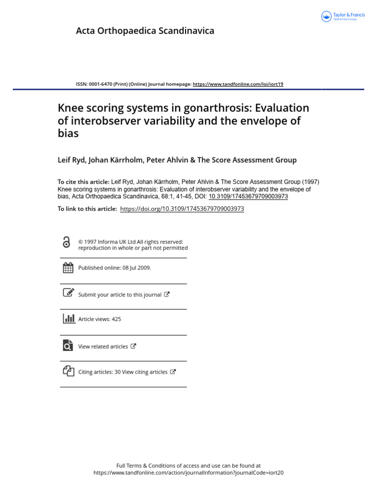 Knee Scoring Systems in Gonarthrosis Evaluation of Interobserver ...