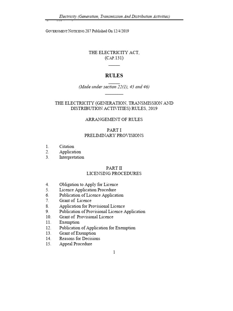 Electricity Generation and Distribution Rules | PDF | Electric Power ...