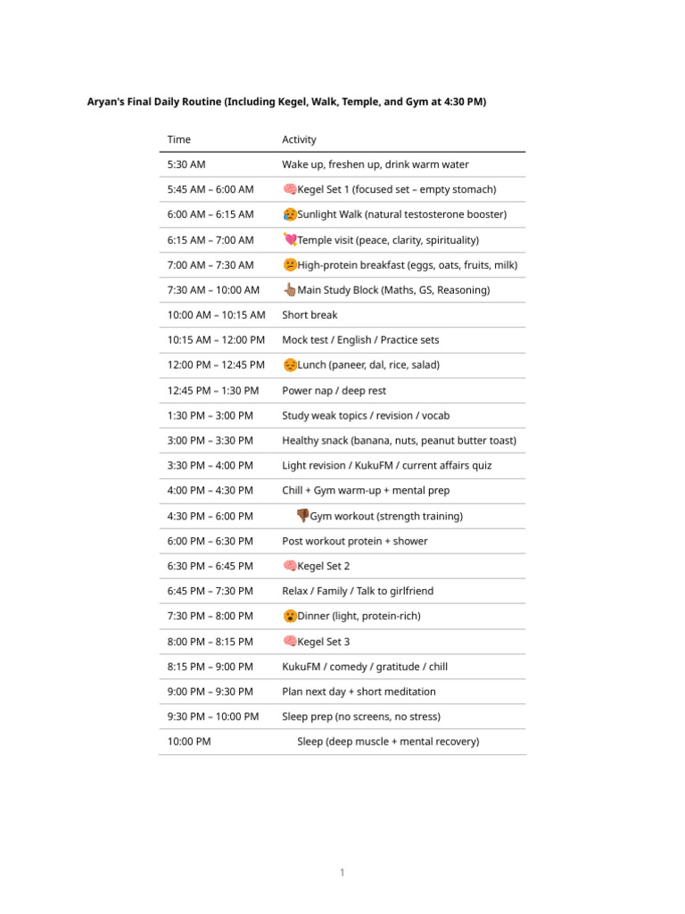Aryan Daily Routine | PDF
