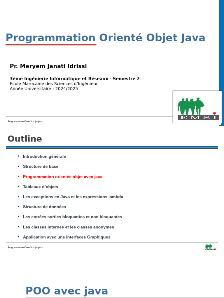 POO en Java : Concepts et Syntaxe | PDF | Classe (informatique) | Java ...