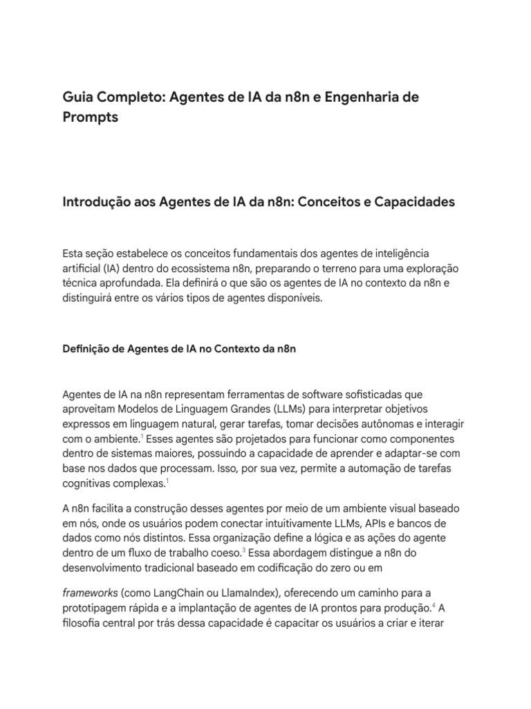 Agentes de IA com n8n: Guia Completo | PDF | Inteligência artificial ...