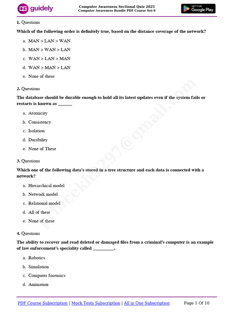 Computer Awareness Set - 9-1750834468089 | PDF | World Wide Web ...