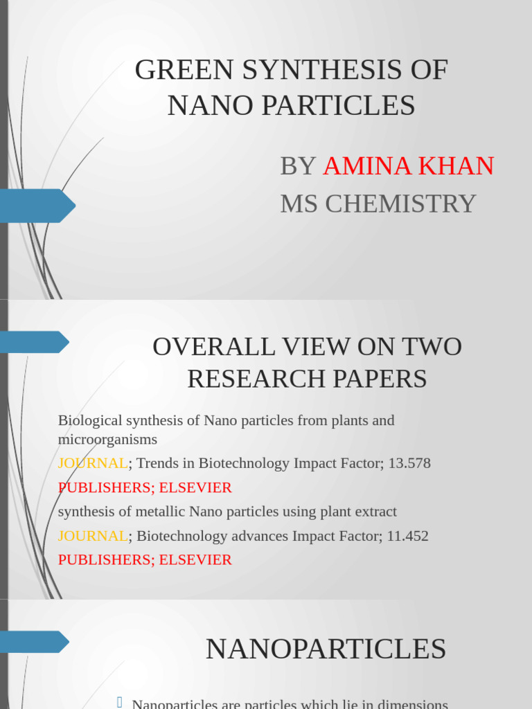 Green Synthesis of Nanoparticles Overview | PDF | Nanoparticle ...