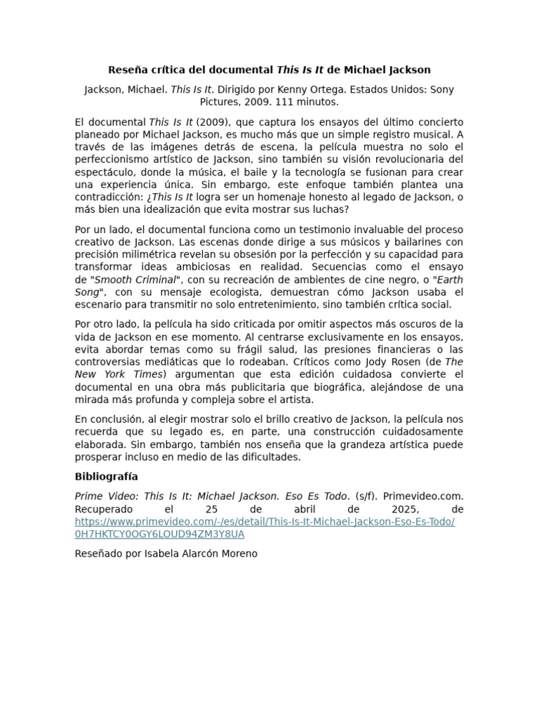 Reseña Crítica Documental | PDF