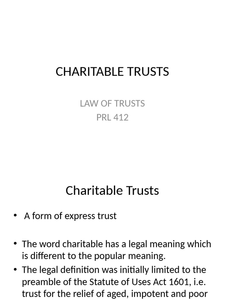 Charitable Trusts and Legal Definitions | PDF | Charitable Organization ...
