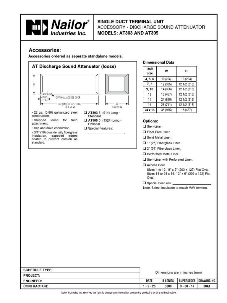 Huber & Ranner Terminal Unit Specs | PDF | Duct (Flow) | Mechanical ...