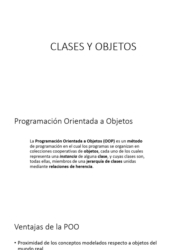 Introducción a Clases y Objetos en POO | PDF | Programación orientada a ...