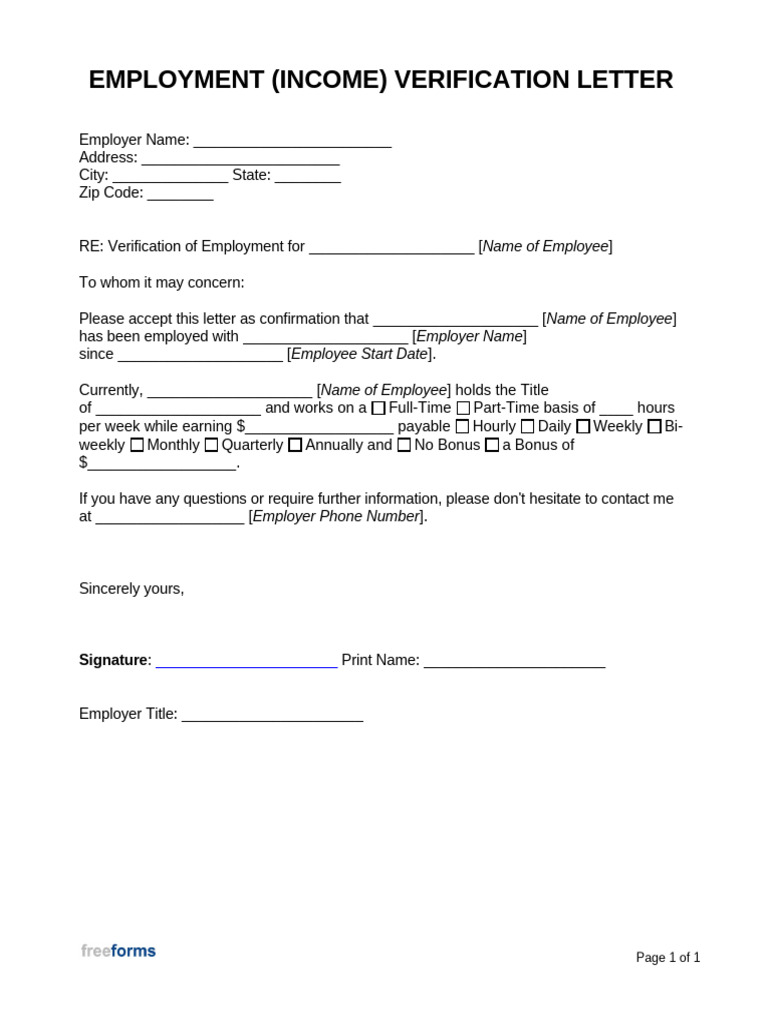 Employment Income Verification Letter | PDF